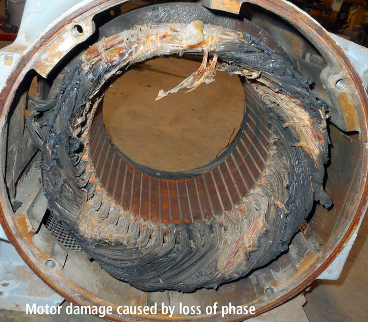 image of motor damaged by loss of phase