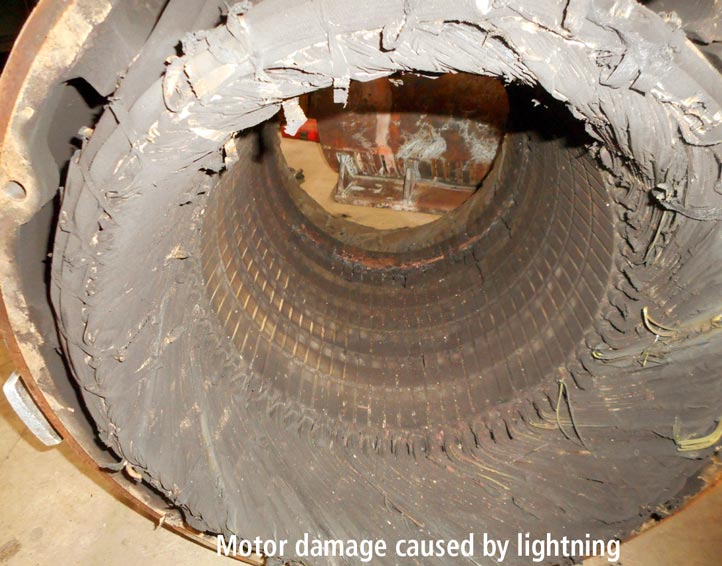 image of motor damaged by lightning