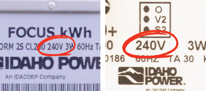 both Aclara and Focus meters showing voltage