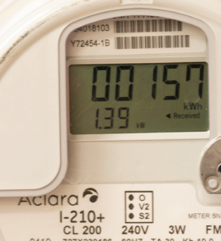 Idaho Power Aclara meter showing delivering and receiving energy for customer generation and solar panels