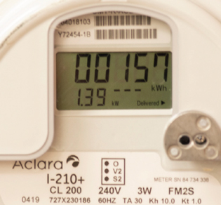 an Idaho Power Aclara meter showing peak demand