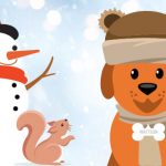 Graphic of Wattson the dog with a snowman