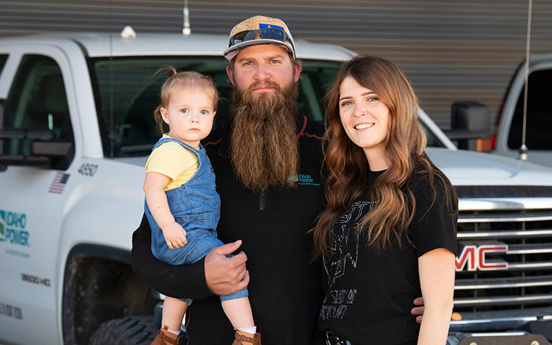 Idaho Power apprentice and his family