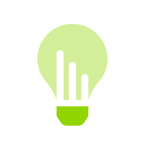 Icon of a lightbulb with usage linesn