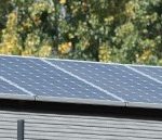 Residential roof with solar panels.