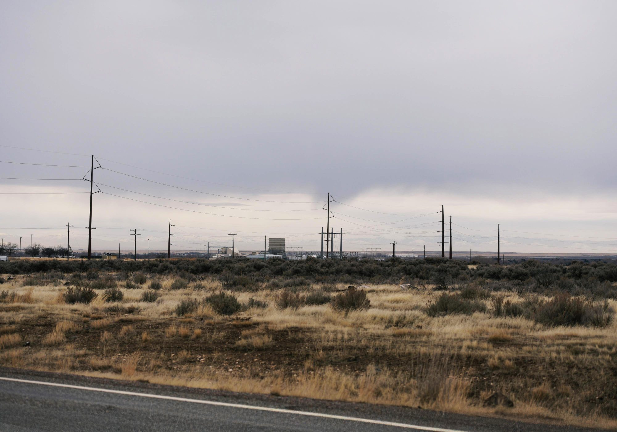 A photo of the Bennett Mountain Power Plant looking west from Highway 20.