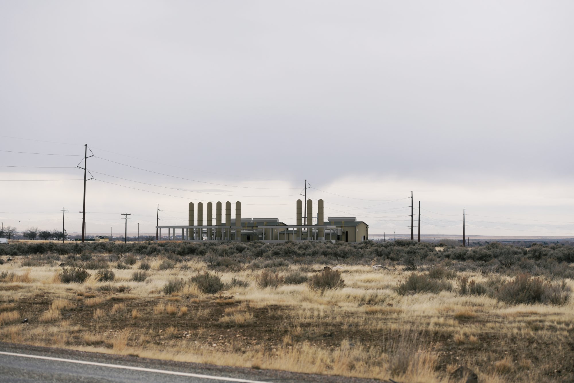 A rendering of the Bennett Mountain Power Plant expansion looking west from Highway 20