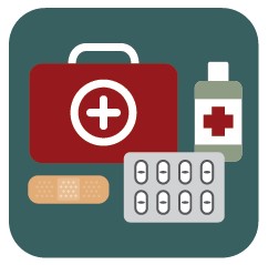 Icon of an outage kit with medical supplies