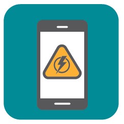 Icon of a phone with a power outage symbol