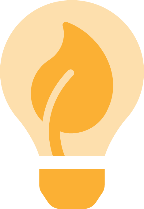 Light bulb icon with leaf inside